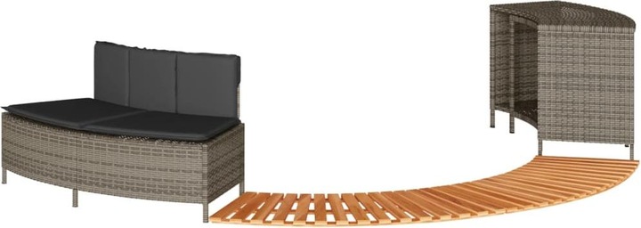 Immagine prodotto VidaXL Bordo della vasca idromassaggio Bordo della piscina Rivestimento della piscina Poli rattan grigio