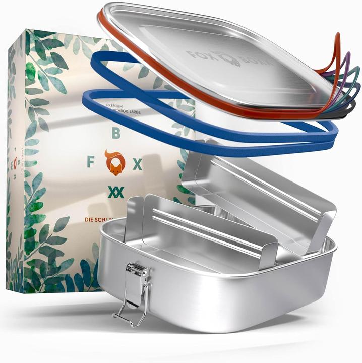 Produktbild Foxboxx Edelstahl Brotdose (Large, 2 Divider)