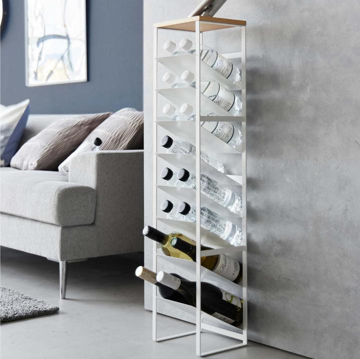 Actual product image Yamazaki 8-stöckiges Flaschenregal mit Holzablage TOWER (16 Fl.)