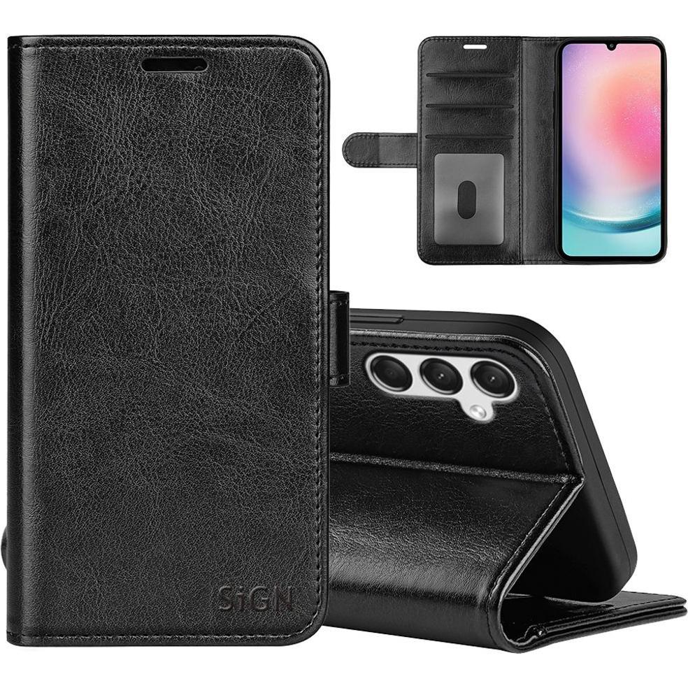 SIGN Wallet Cover for Samsung Galaxy A25 - Black (Samsung Galaxy A25), Smartphone Hülle, Schwarz