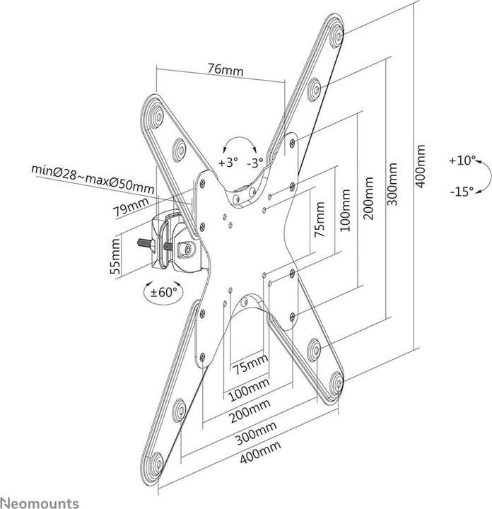 Produktbild Neomounts by Screen Pole Clamp/Truss Mount 1 pivot VESA (polediameter ) (Stange, 55", 25 kg)