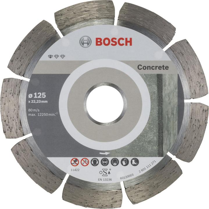 Bosch Professional Zubehör Diamanttrennscheibe Standard for Concrete, 125 x 22,23 x 1,6 x 10 mm, 10er-Pack