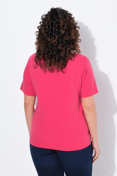 Actual product image Ulla Popken Double Layer Rounded V-Neck Slim Fit Tee (62)