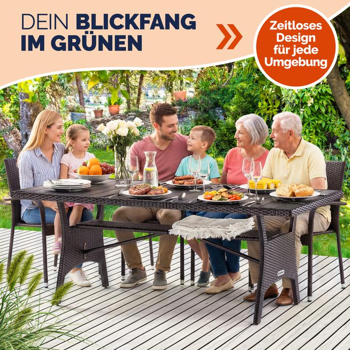 Produktbild Casaria Polyrattan Gartentisch WPC (190 x 90 x 75 cm)