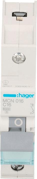 Actual product image Hager LS switch 1 pole 6kA C-16A 1M (16 A)