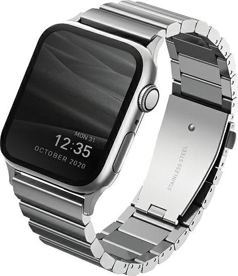 Produktbild Uniq pasek Strova Apple Watch 42/44/45/ 49mm Series 1/2/3/4/5/6/7/8/SE/SE2/Ultra Stainless Steel sre (Edelstahl, 3, 4, 9, Ultra)