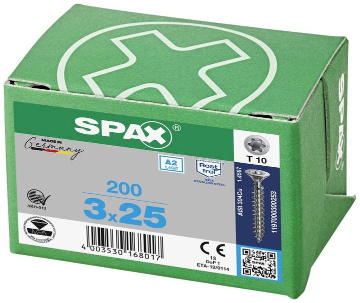 Produktbild Spax A2 Senkkopf Bremsrippen T-Star Plus T10 Vollgewinde (200 Schrauben pro Stück)