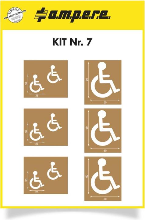 Immagine prodotto Ampere Set di dime per segnaletica, simbolo parcheggio disabili in 2 dimensioni, 6