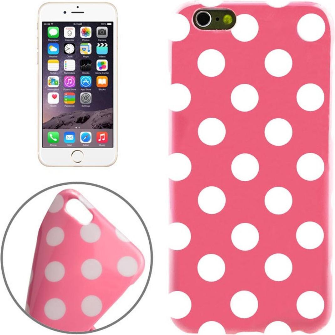 König Design TPU Backcover Hülle gepunktet für Handy Apple iPhone 6 Rosa / Weiss (Apple iPhone 6), Smartphone Hülle, Ros...