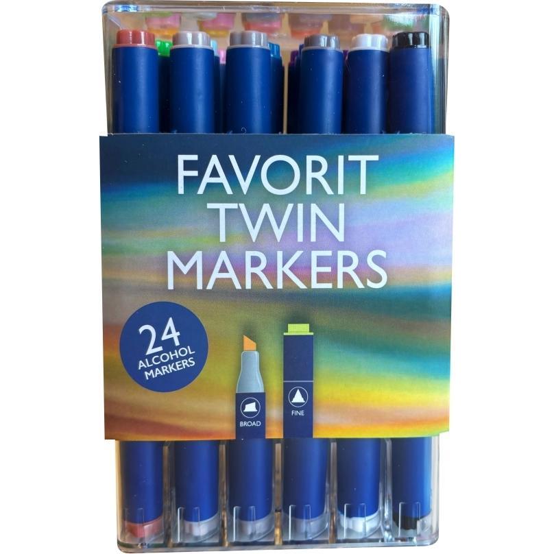 Legind, Evidenziatori, Favourit Twin Markers, doppio inchiostro 2-i-1 - 24 pezzi i aeske