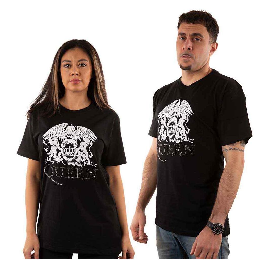 Queen, Herren, Shirts, Crest Logo, Schwarz, (L)
