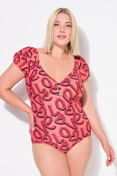 Produktbild Ulla Popken Badeanzug, Love-Muster, Softcups, Puffärmel, recycelt (50)