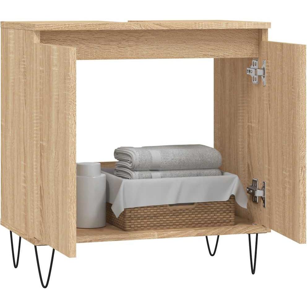 Thumbnail - VidaXL, Badezimmerschrank, Badschrank Sonoma-Eiche 58x33x60 cm Holzwerkstoff, Farbe (58 x 33 x 60 cm)