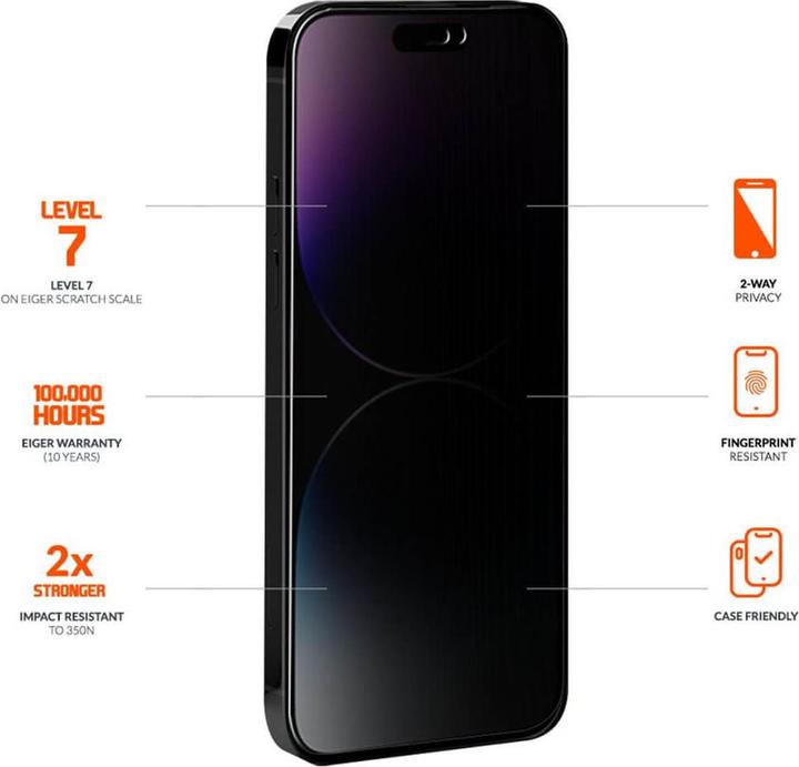 Actual product image Eiger Mountain Glass Black (1 Piece, Apple iPhone 15 Plus, Apple iPhone 16 Plus, Apple iPhone 15 Pro Max)