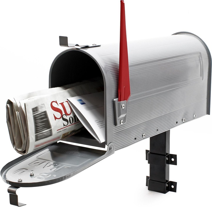 Produktbild Wiltec Set US Mailbox grau 180x220x480mm amerikanischer Briefkasten Halterung