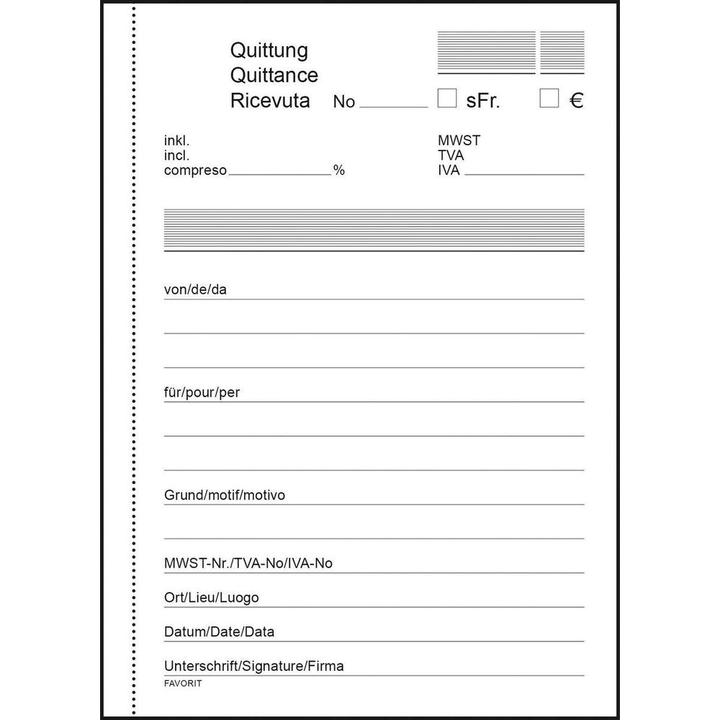 Produktbild Favorit Durchschreibebuch OK Bonus Quittungen (84 x)