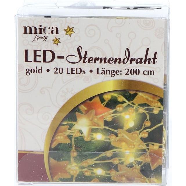 Thumbnail - MICA Living, Lichterkette, 20er LED-Lichterdraht - Sterne - 2 m - gold (2 m)
