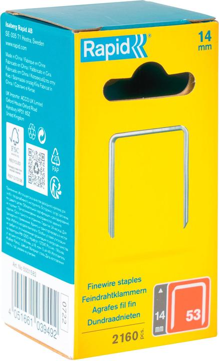 Image du produit Rapid Type 53 Agrafe à fil fin 14 mm (2160 x)