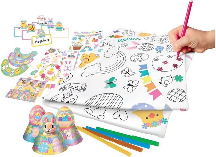 Grafix Ostertischdecke, Eierbecher und Namensschilder selbst bemalen