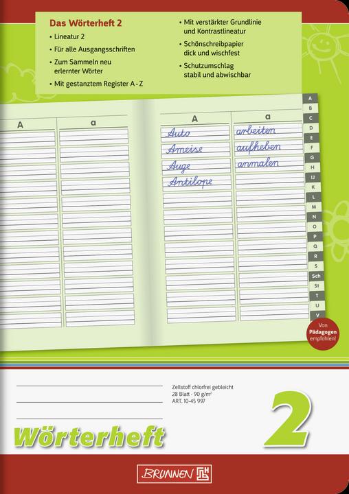 Actual product image Exercise book Words ruled 2 lined DIN A5 without margin, 16 sheets (A5)