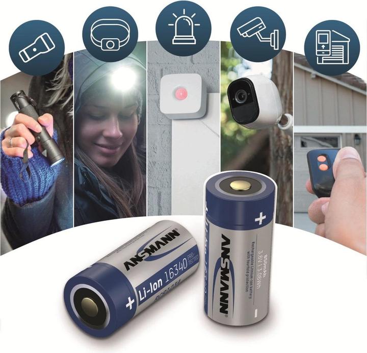 Productafbeelding Ansmann 16340 Li-Ion accu 850mAh 3,6V standaard versie (1 Pcs., C, 850 mAh)