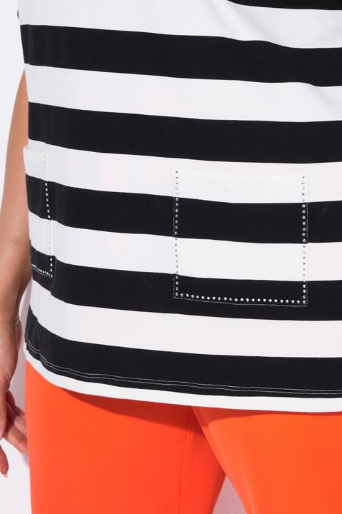 Produktbild Ulla Popken T-Shirt, Ringel, Classic, Rundhals, Halbarm, Taschen (46, 48)