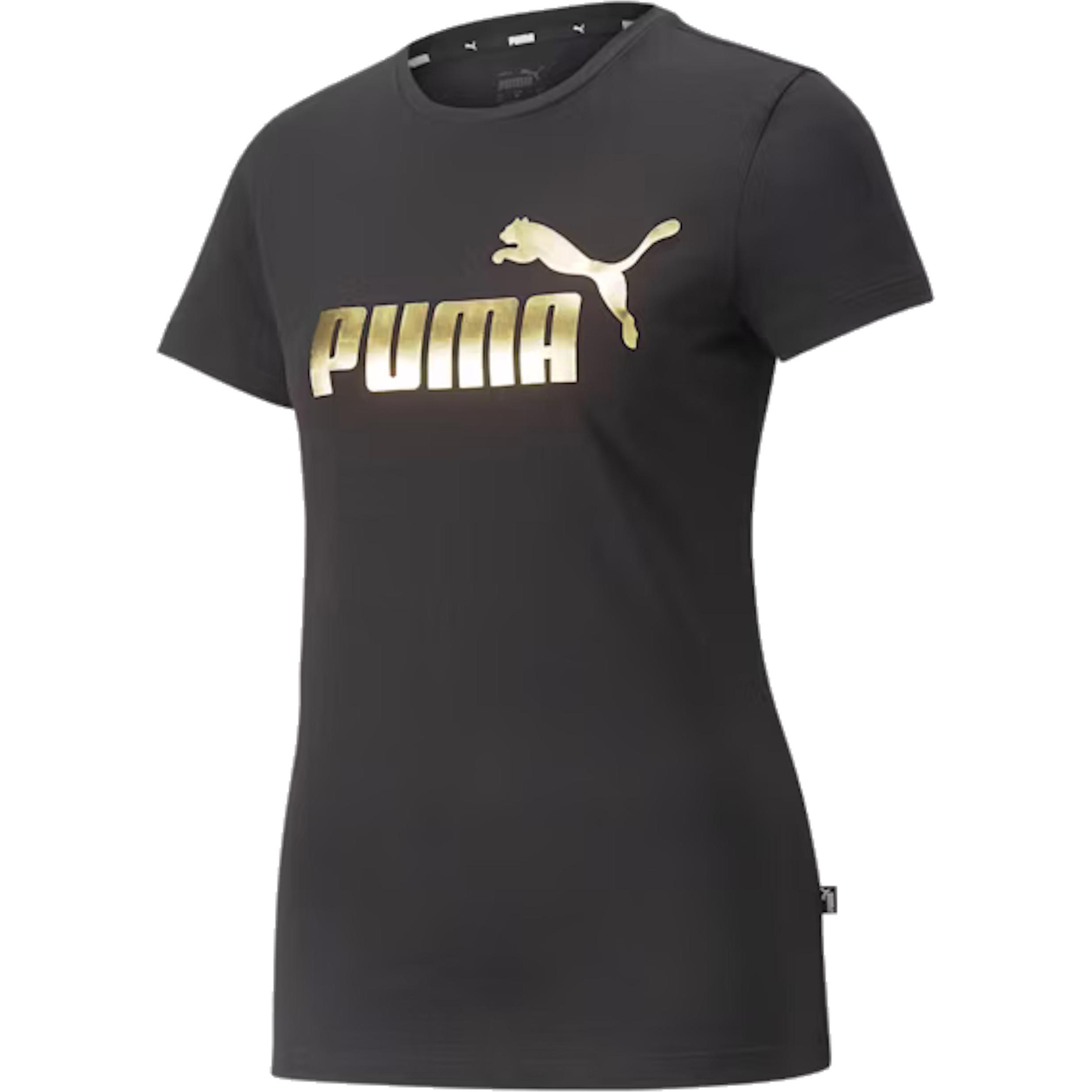 Puma, Damen, Sportshirt, ESS+ Metallic Logo Tee (XS), Schwarz, XS
