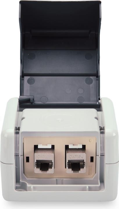 Actual product image Digitus Outdoor Surface Mount Box with Hinged Lid, incl. Inlet for 2 x Keystone Modules, IP44 (Mounting kit)