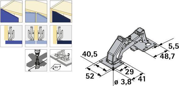 Image du produit Hettich Weitwinkel-Aufschraubscharnier mit Feder, Stahl vernickelt, 1 Stck