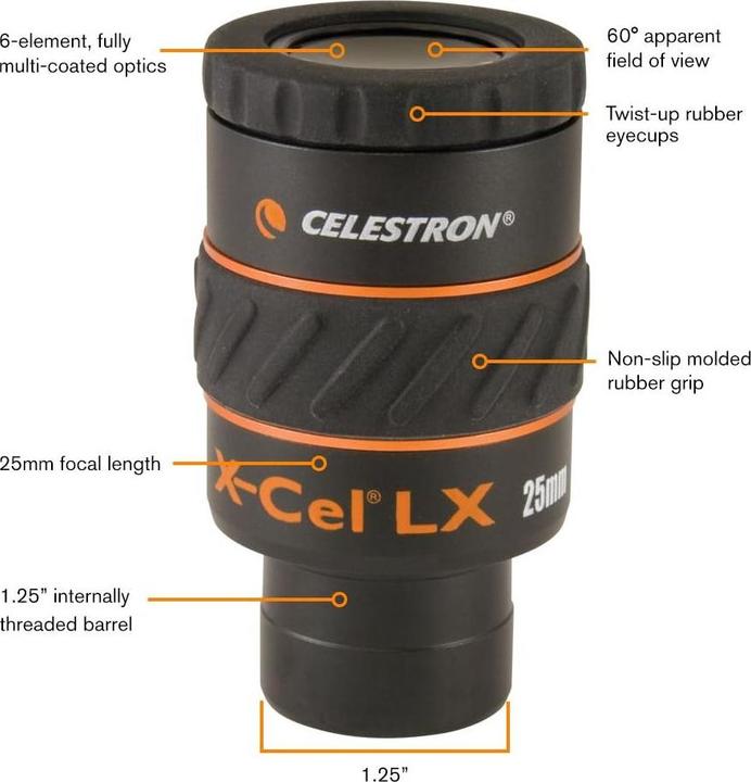 Immagine prodotto Celestron Oculare 25mm X-CEL LX 1.25 60° (25 mm)
