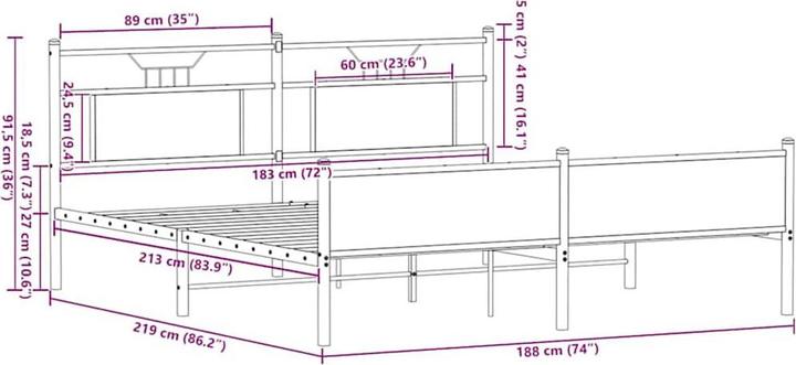Image du produit vidaXL Bettgestell (183 x 213 cm)