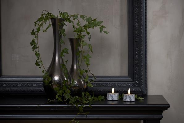 Productafbeelding Star Trading LED Theelichtjes Flame Marble, 2 stuks 5,5 cm x 6 cm, Grijs (2 x)