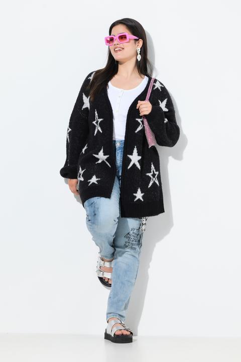 Image du produit Angel of Style Cardigan long motif étoiles, coupe ouverte, manches longues ballon (56)