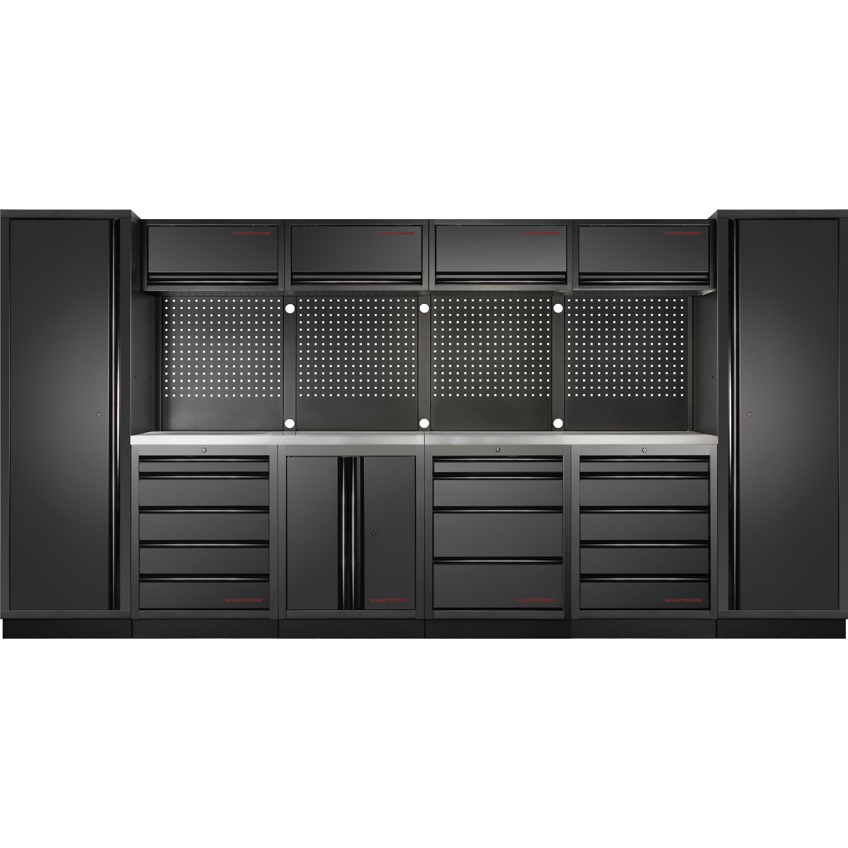 Kraftwerk, Werkstattschrank, MOBILIO BLK Komplett-Kombi Lochwand Edelstahl (392 cm, 200 cm)