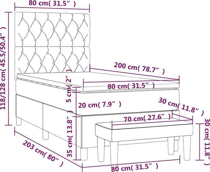Immagine prodotto vidaXL Boxspringbett (80 x 200 cm)
