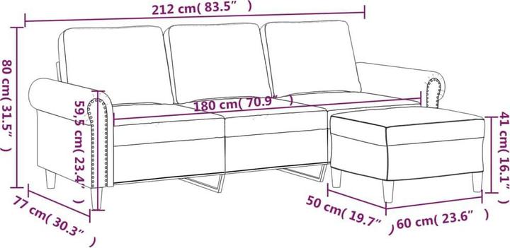 Immagine prodotto vidaXL Divano 3 posti con sgabello Divano Divano reclinabile Divano imbottito Poltrona Velluto rosa (3 posti)
