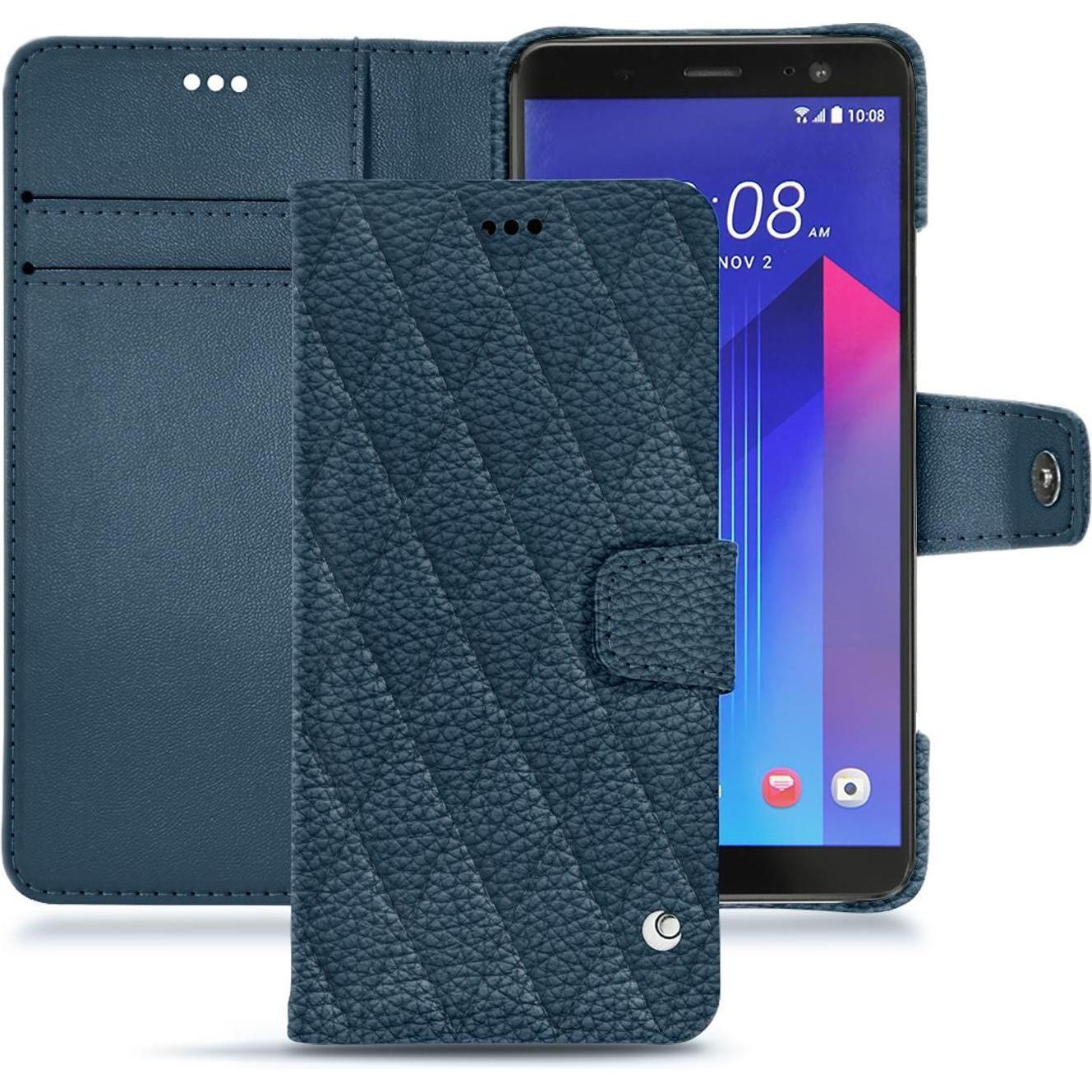 Noreve Lederschutzhülle Wallet (HTC U11+), Smartphone Hülle, Blau