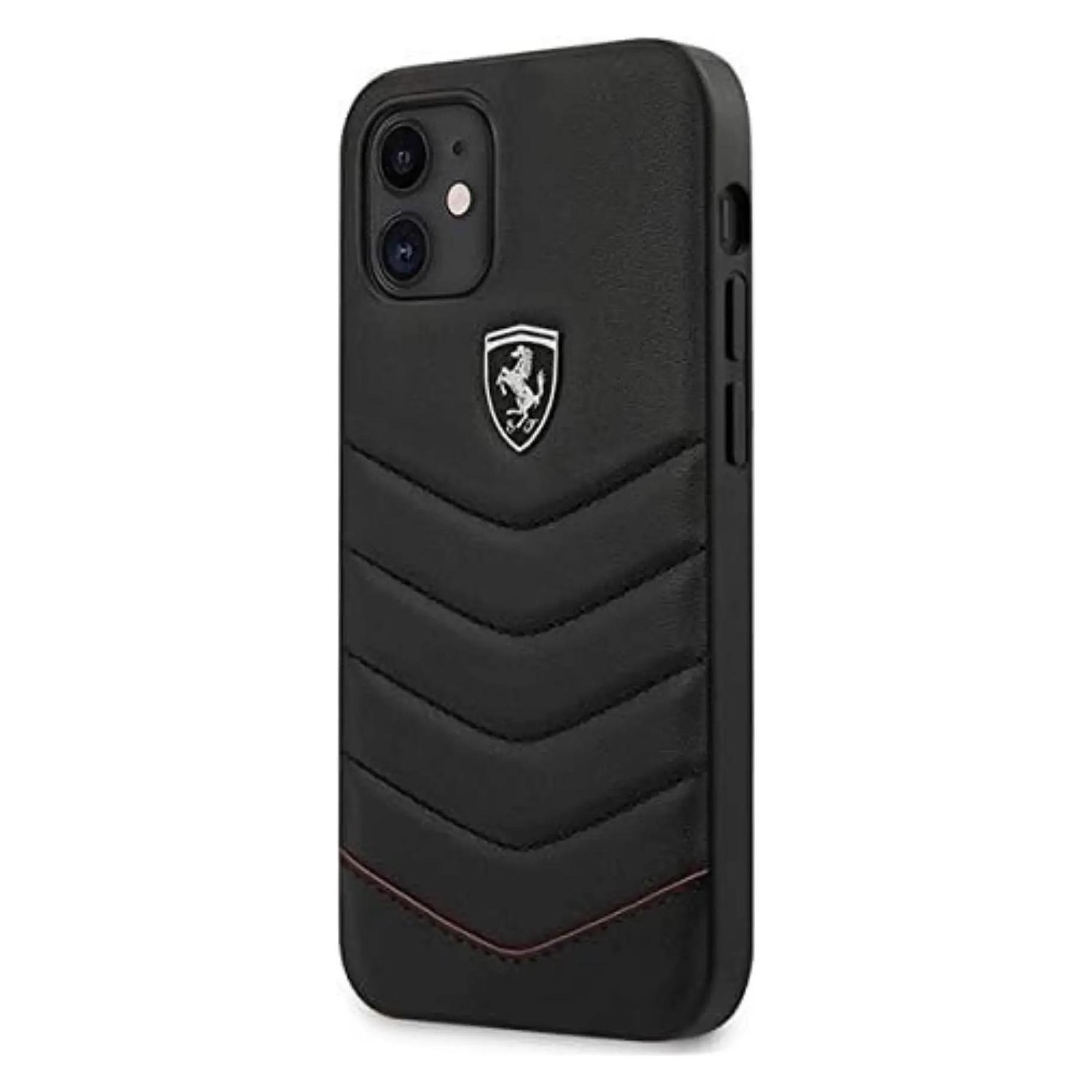 Ferrari FEHQUHCP12SBK IPhone 12 Mini 5, 4" Czarny/black Hardcase Off Track Quilted (Apple IPhone 12 Mini), Smartphone Hülle, Schwarz