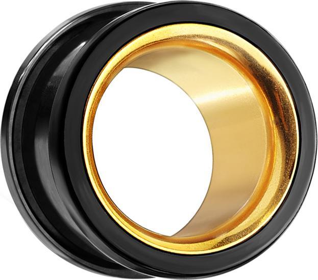 Immagine prodotto Star Piercing Carne Tunnel nero con parte interna dorata (senza ottone, Acciaio chirurgico 316L)