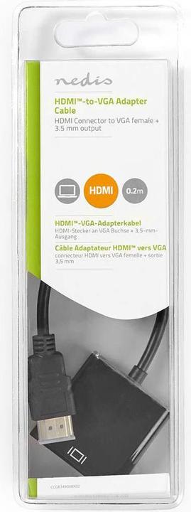 Productafbeelding Nedis HDMIT -kabel HDMIT male VGA female / 3,5 mm female 1080p Vernikkeld 0,20 m Straight PVC Weak (0.20 m)