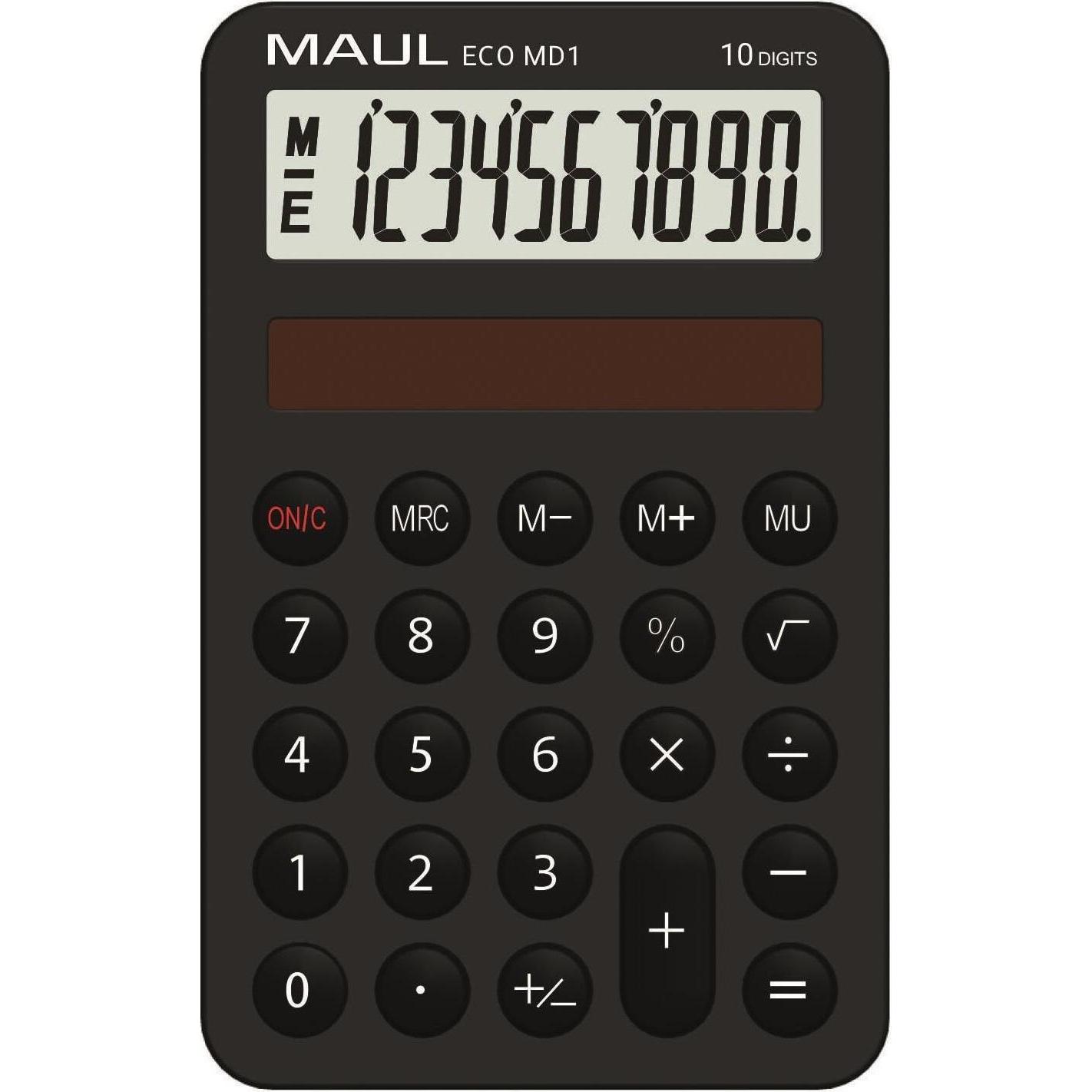 Maul, Taschenrechner, Taschenrechner Solar ECO MD1 schwarz (Solarzellen)