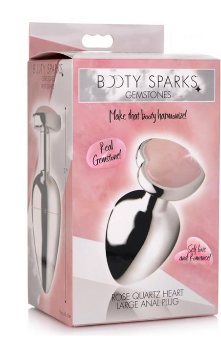 Actual product image XR Brands Gemstones Rose Quartz Heart Large Anal Plug