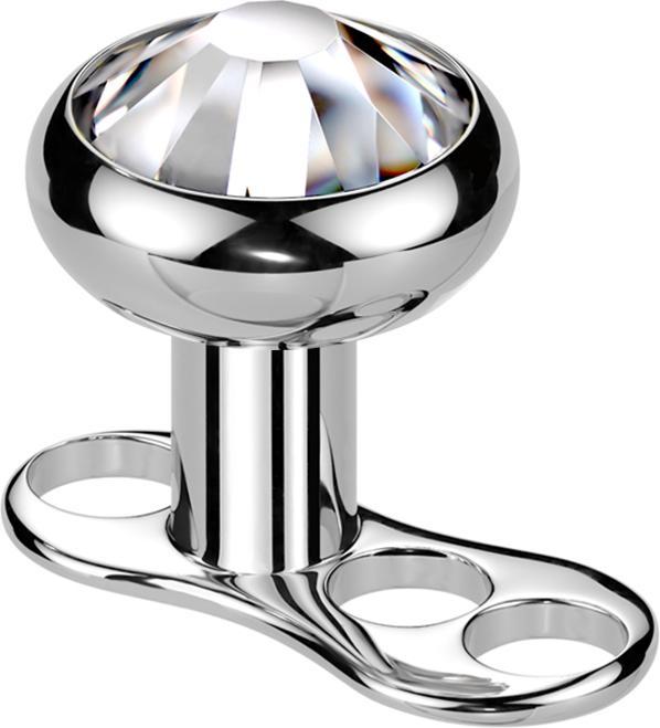 Actual product image Star Piercing Steriler Dermal Anchor Innengewinde silber drei Loch mit Kristall silber (without brass, Titanium)