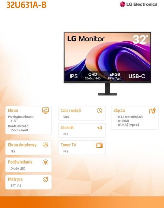 Image du produit LG 32" 32U631A-B (2560 x 1440 pixels, 31.50")