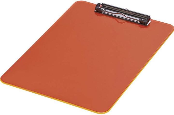 Image du produit Maul Porte-bloc néon, DIN A4, plastique transparent-orange, plat, borne à clip nickelée (22,5 x 32 cm)