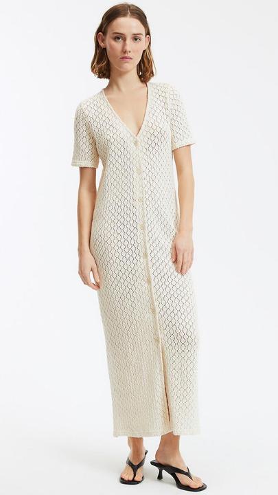 Produktbild La Redoute Collections Langes Häkelkleid mit V-Ausschnitt und kurzen Ärmeln (S)