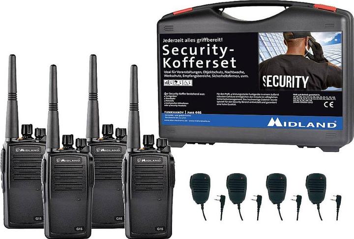 Midland G15 Pro PMR 4-piece security incl. MA 25-M C1127.S3 PMR-portofoon Set van 4 stuks