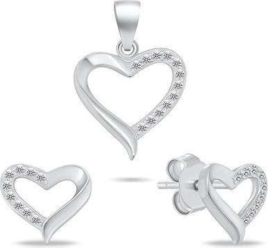 Brilio Silver - Silver jewelry set Heart SET270W (pendant. earrings)