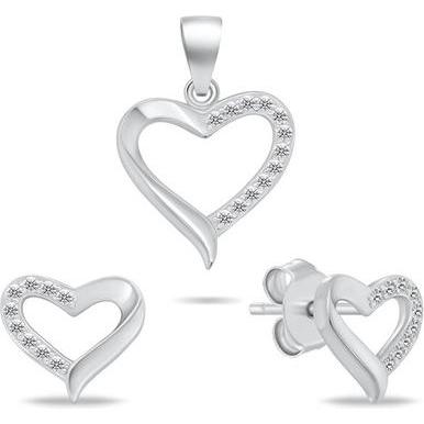Brilio, Ohrringe, Silver - Silver jewelry set Heart SET270W (pendant. earrings)