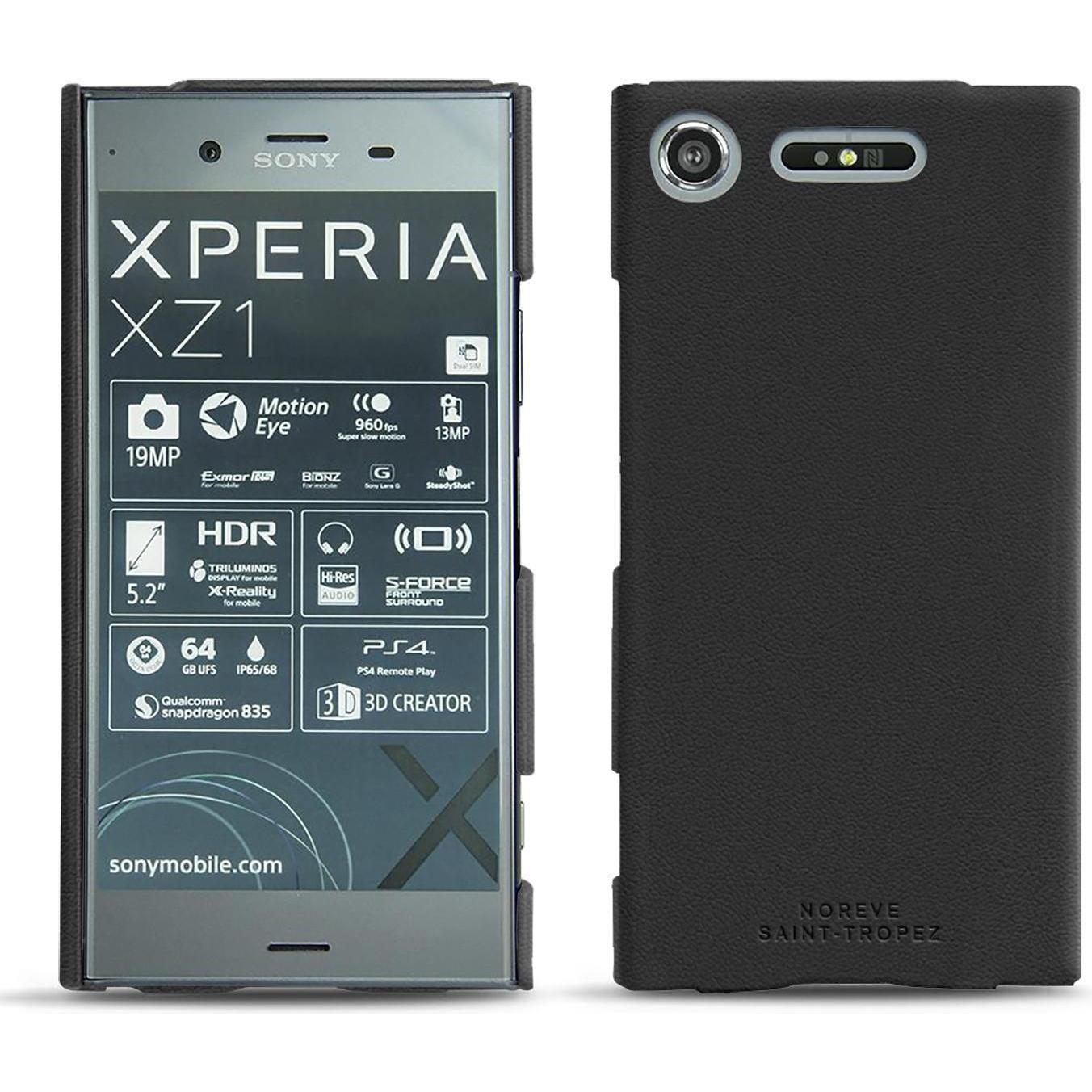 Noreve Lederschutzhülle (Sony Xperia XZ1), Smartphone Hülle, Schwarz